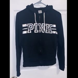 VS PINK ZIP LOGO HOODIE